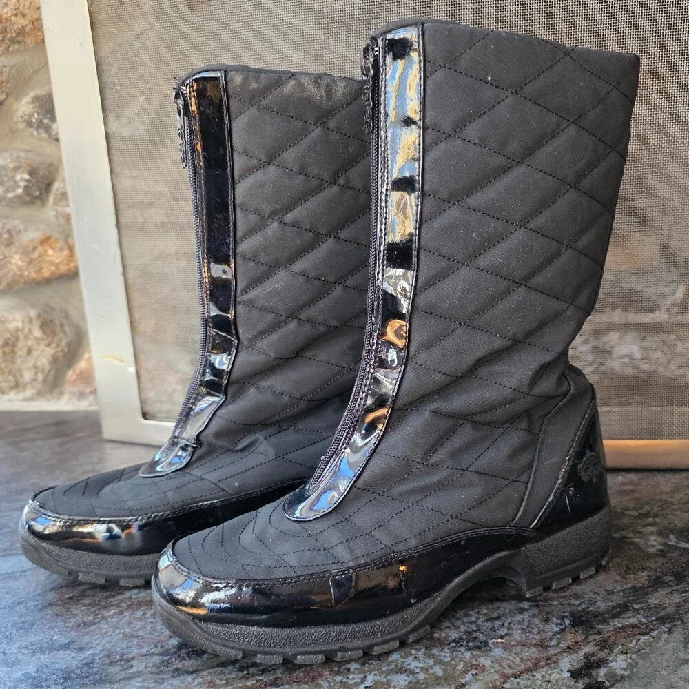 Totes Black Front Zip-Up All Weather Boots Size 10